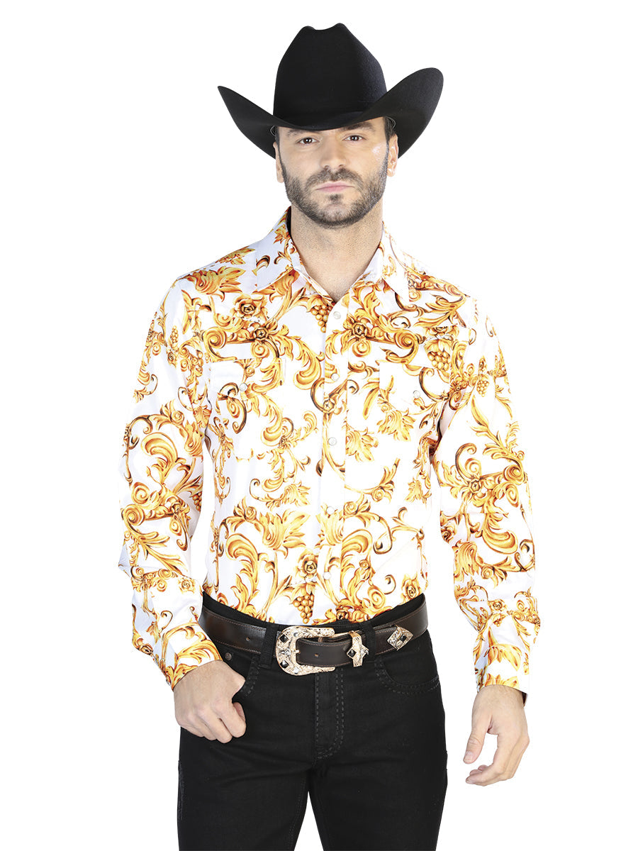 Off White Gold  Casual Long Sleeve Shirt 44060