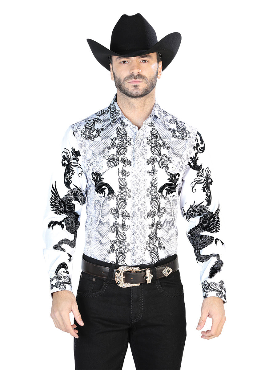 White Black Casual Long Sleeve Shirt 44066