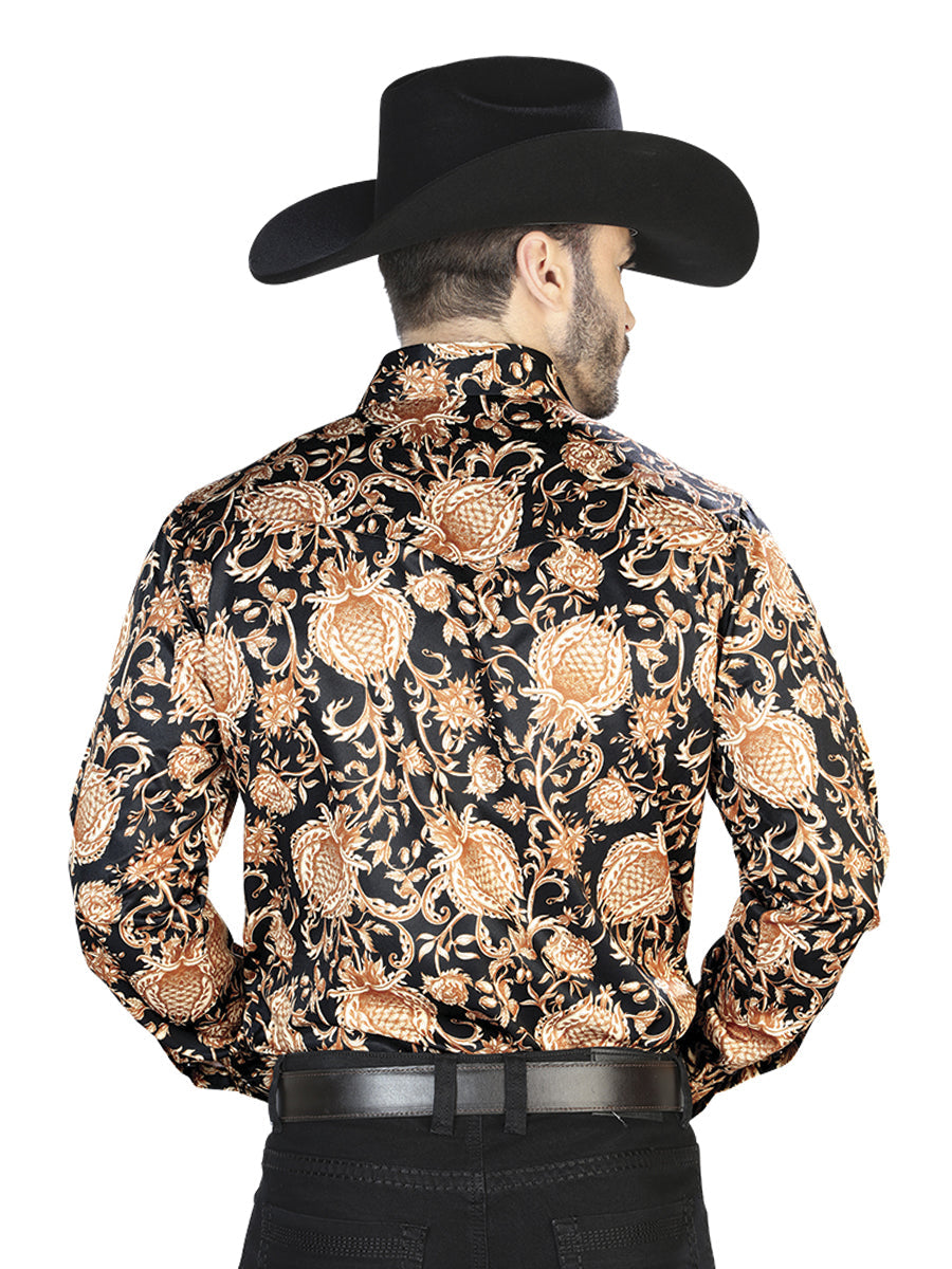 Gold And Black Casual Long Sleeve Shirt 44092