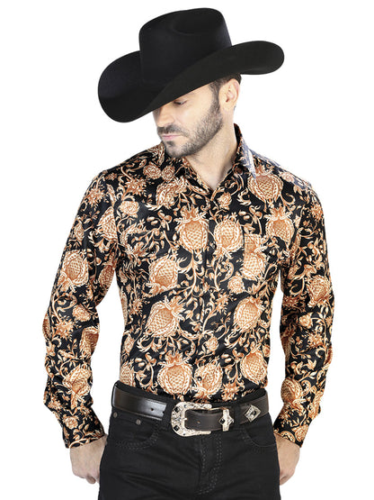 Gold And Black Casual Long Sleeve Shirt 44092