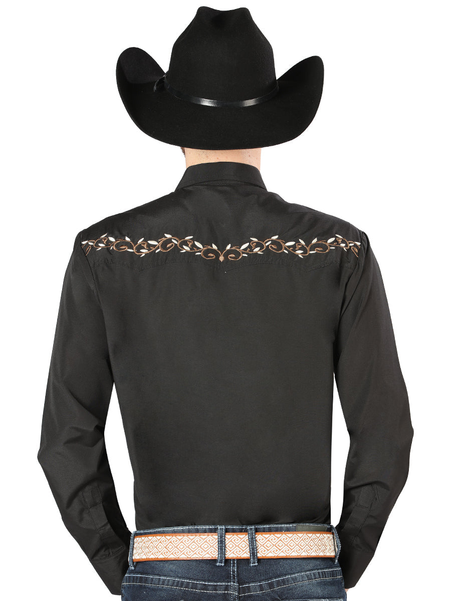 El General Embroidery Western Shirt Black/Gold 44200