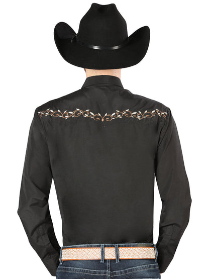 El General Embroidery Western Shirt Black/Gold 44200
