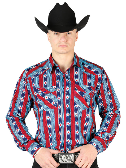 Blue Long Sleeve Cowboy Shirt 44212