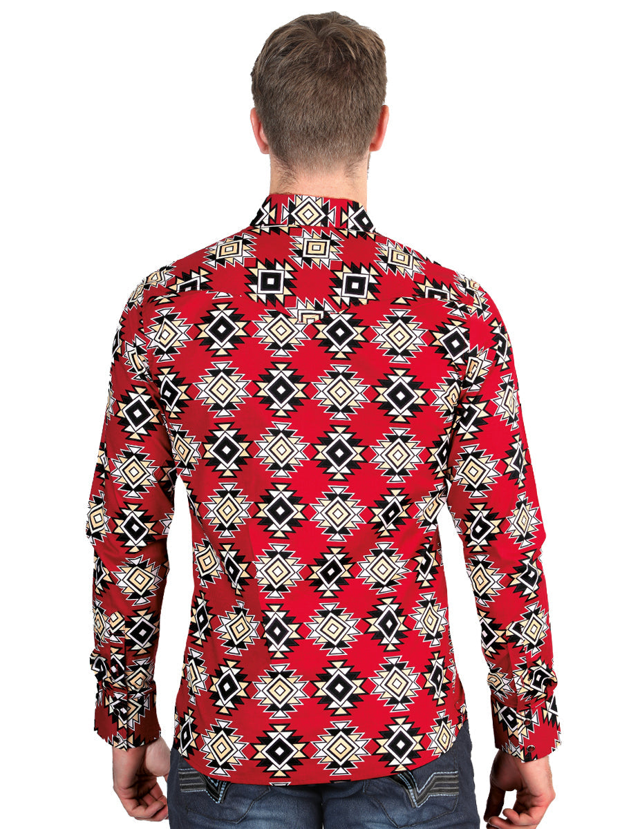 Casual Long-Sleeve Shirt by El General Red 44404
