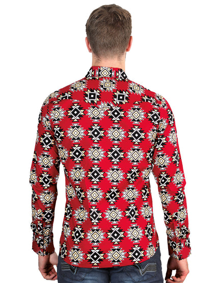 Casual Long-Sleeve Shirt by El General Red 44404
