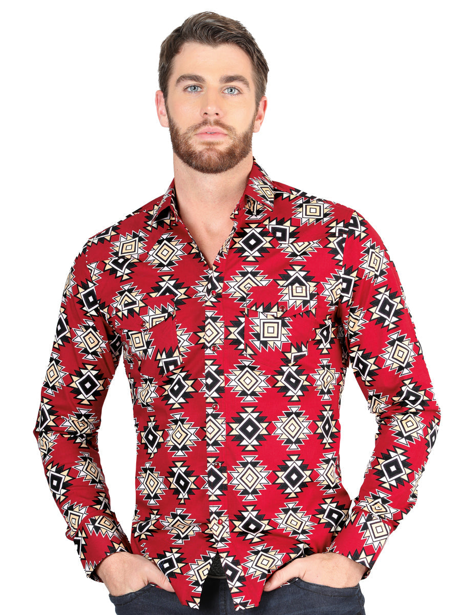 Casual Long-Sleeve Shirt by El General Red 44404