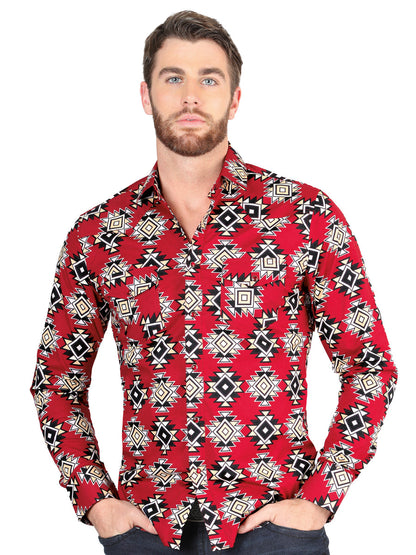 Casual Long-Sleeve Shirt by El General Red 44404