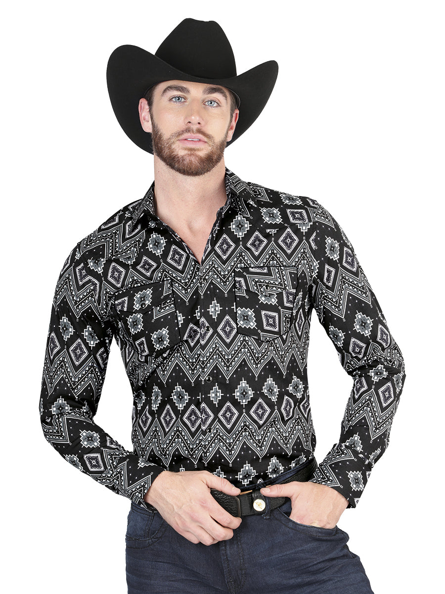 Casual Long-Sleeve Shirt by El General Black 44432
