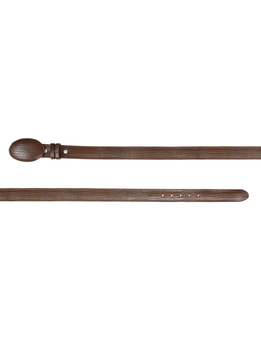 El General Men’s Cowboy Belt Imitation Lizard Leather - Brown  44678