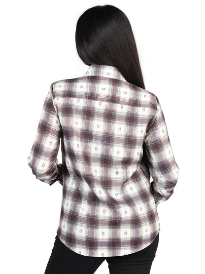 El General  -  Casual Long-Sleeve Shirt  - Beige/Burgandy 44730