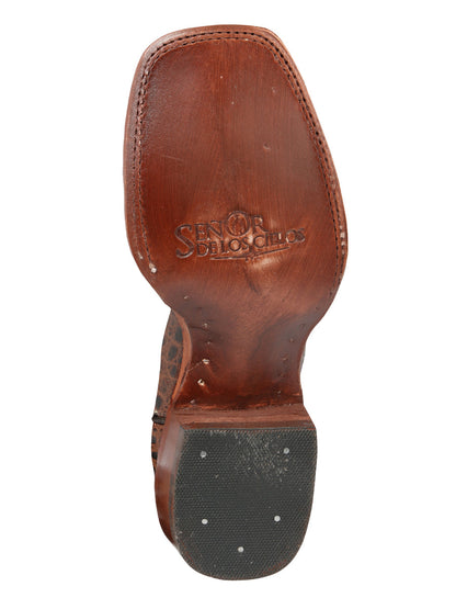 El Señor de los Cielos Men’s Rodeo Boot - Imitation Caiman Belly  Leather - Brown

 44937