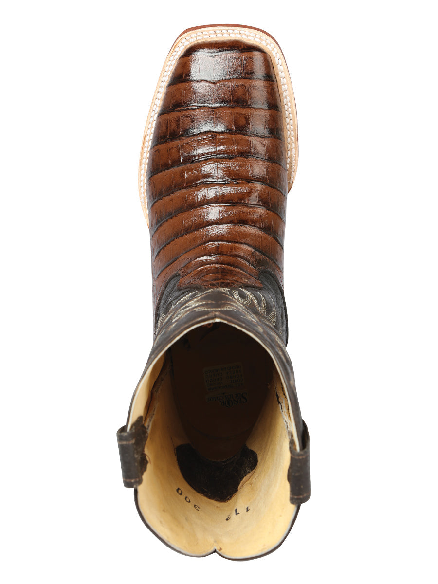El Señor de los Cielos Men’s Rodeo Boot - Imitation Caiman Belly  Leather - Brown

 44937