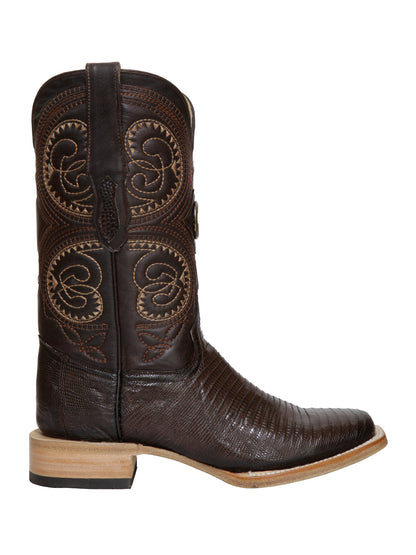 El General Men's Exotic Lizard Rodeo Cowboy Boots - Brown 45070