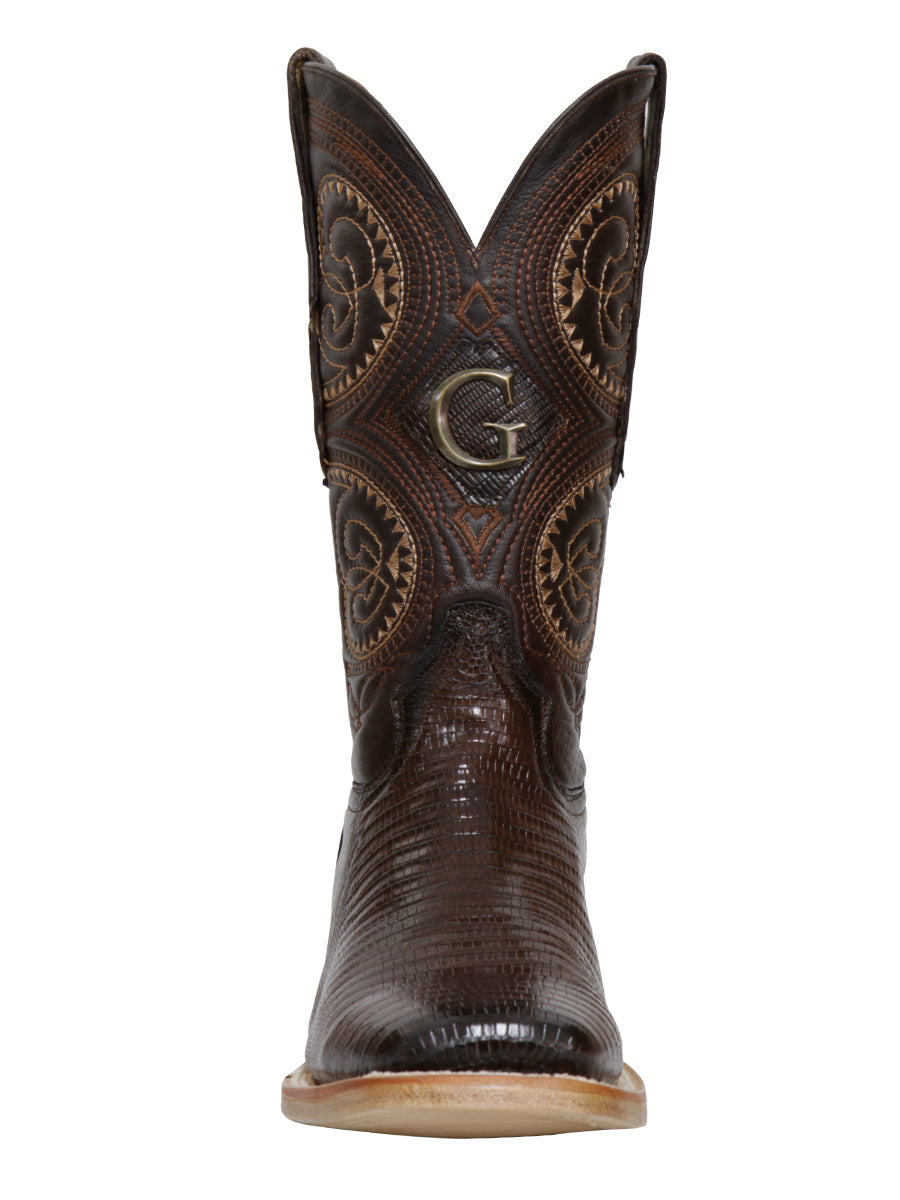El General Men's Exotic Lizard Rodeo Cowboy Boots - Brown 45070