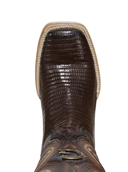 El General Men's Exotic Lizard Rodeo Cowboy Boots - Brown 45070