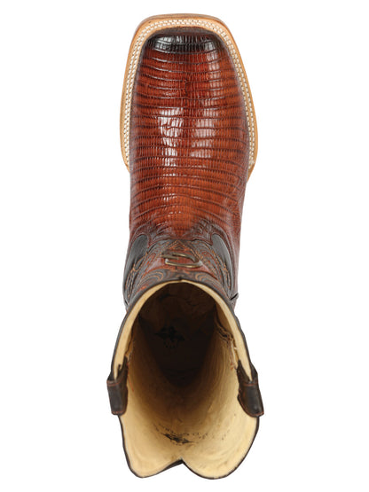 El General Men's Exotic Lizard Rodeo Cowboy Boots - Cognac  45071