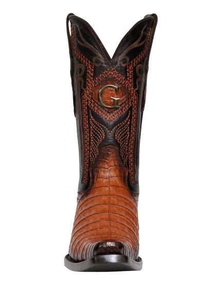 El General Men's Exotic Caiman Belly Cowboy Boots - Cognac  45080
