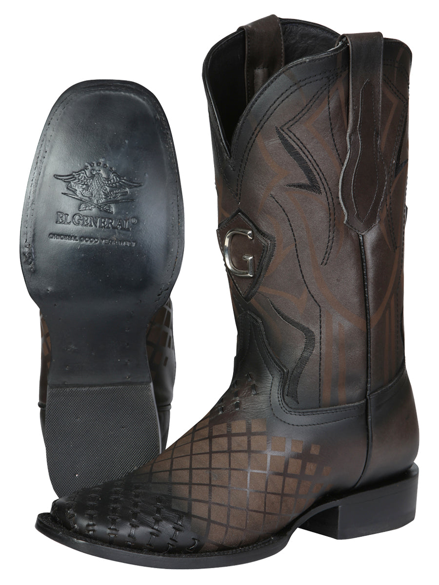 Men's Rodeo Boots - El General Pull-Up Leather - Gray 45172