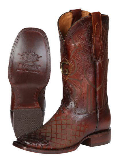 Men's Rodeo Boots - El General Pull-Up Leather - Tabacco 45174