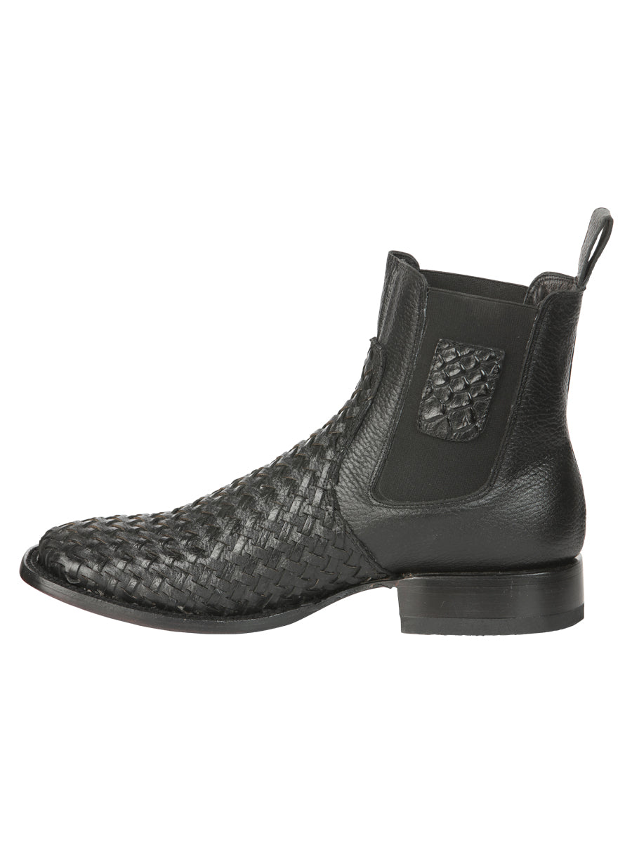 El General Men’s Rodeo Black Petatillo Woven Ankle Boots 45181