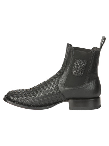 El General Men’s Rodeo Black Petatillo Woven Ankle Boots 45181