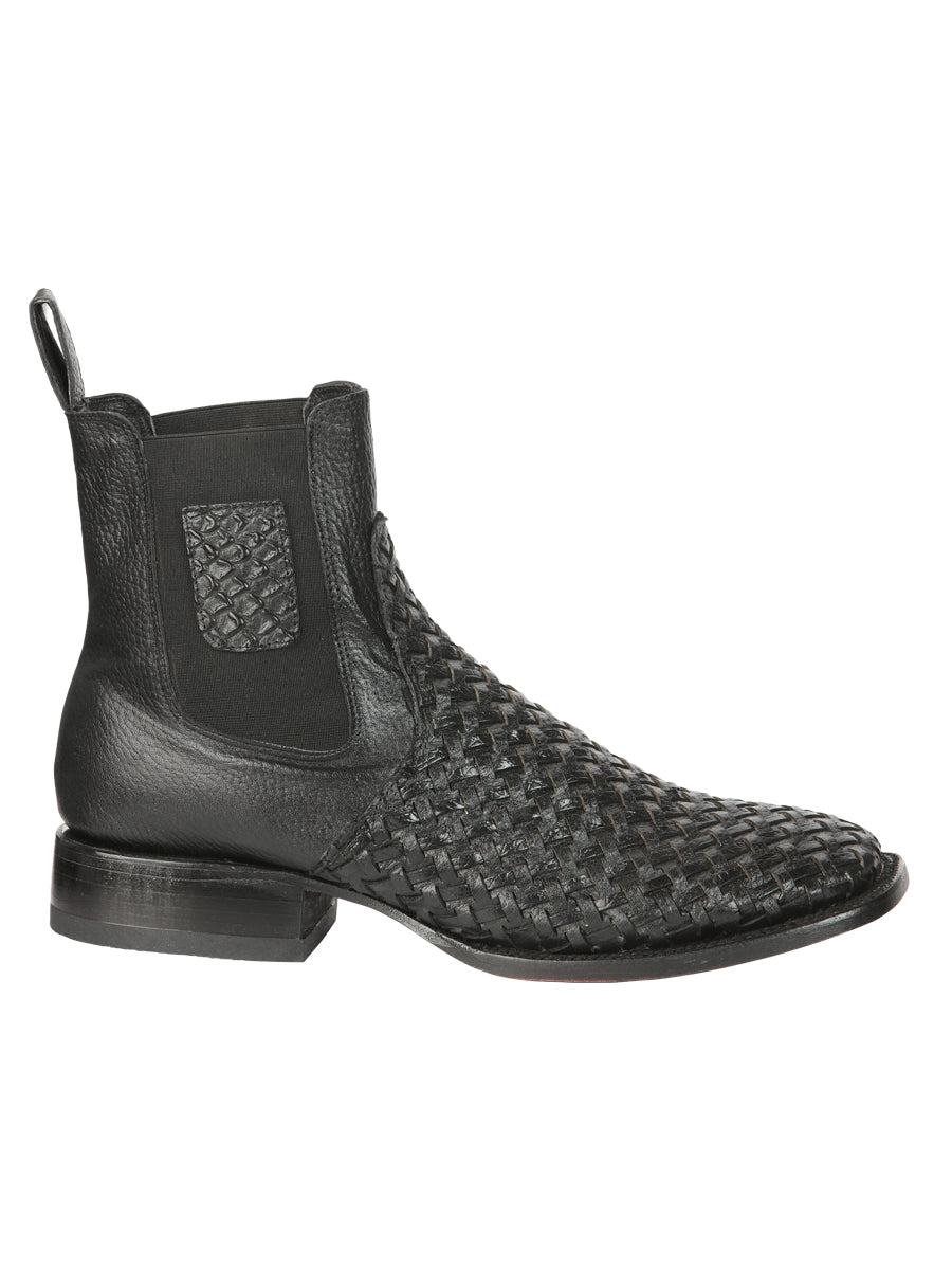 El General Men’s Rodeo Black Petatillo Woven Ankle Boots 45181