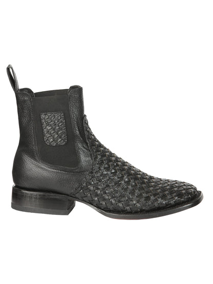 El General Men’s Rodeo Black Petatillo Woven Ankle Boots 45181