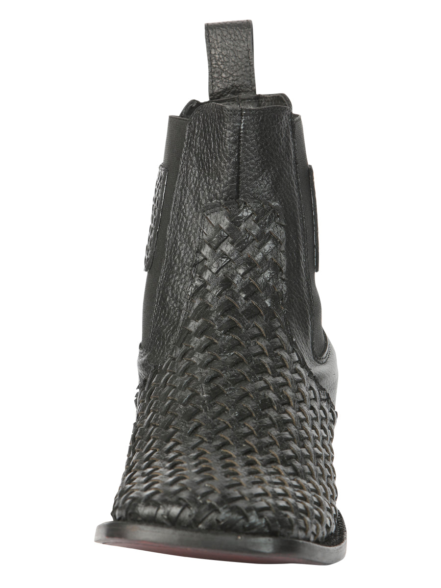El General Men’s Rodeo Black Petatillo Woven Ankle Boots 45181
