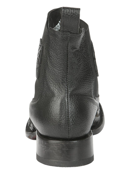 El General Men’s Rodeo Black Petatillo Woven Ankle Boots 45181