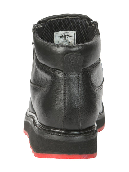 El General Men’s Black Woven Ankle Boots with Zipper 45183