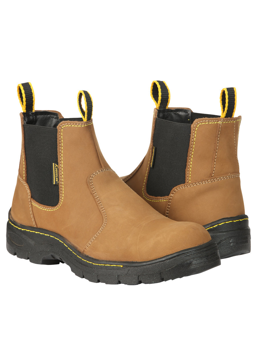 Procliff Men’s Work Shoes Without Laces and Toe Cap - Nobuck  Maple 45284