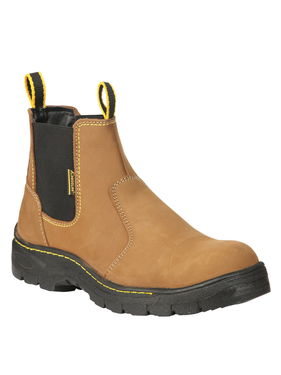 Procliff Men’s Work Shoes Without Laces and Toe Cap - Nobuck  Maple 45284