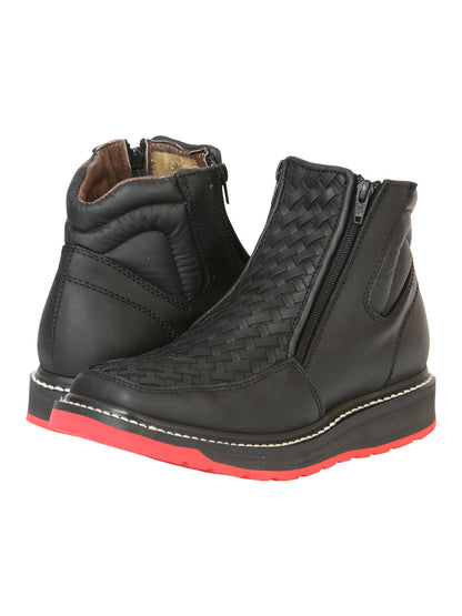 El General Men’s Ankle Boots with Zipper Woven Petatillo - Black
 
 45358