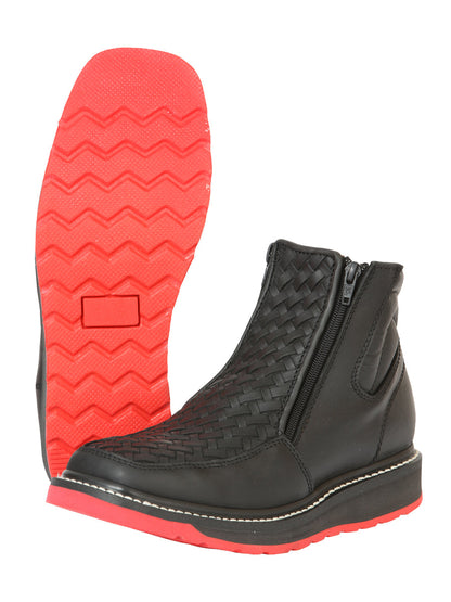 El General Men’s Ankle Boots with Zipper Woven Petatillo - Black
 
 45358