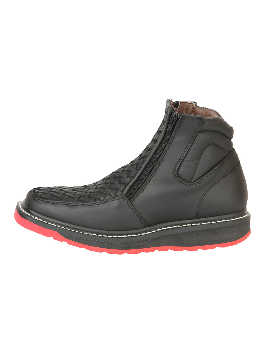 El General Men’s Ankle Boots with Zipper Woven Petatillo - Black
 
 45358