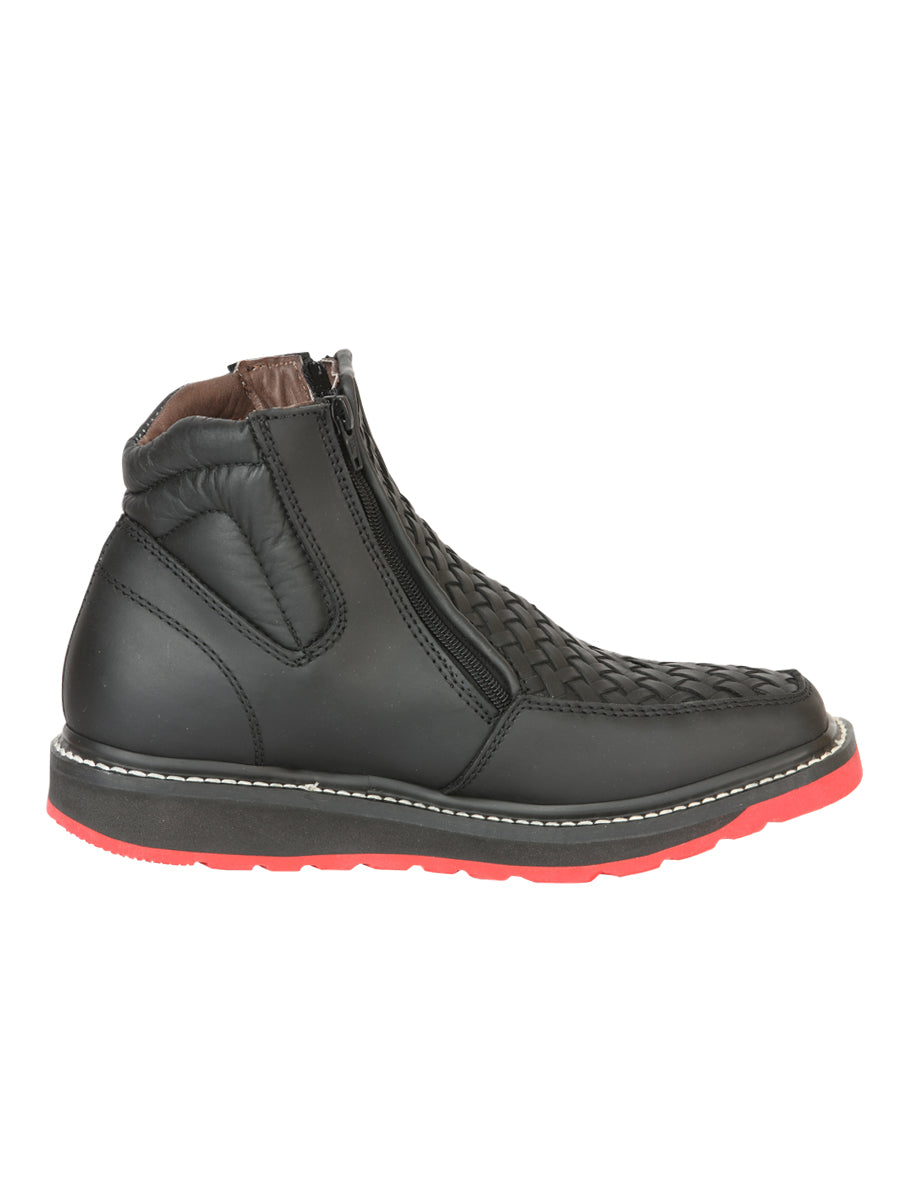 El General Men’s Ankle Boots with Zipper Woven Petatillo - Black
 
 45358