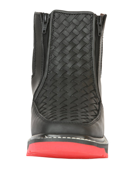 El General Men’s Ankle Boots with Zipper Woven Petatillo - Black
 
 45358