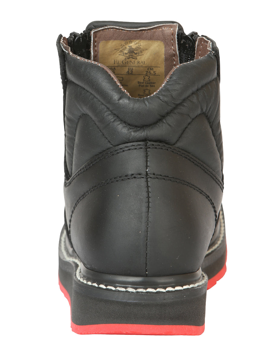 El General Men’s Ankle Boots with Zipper Woven Petatillo - Black
 
 45358