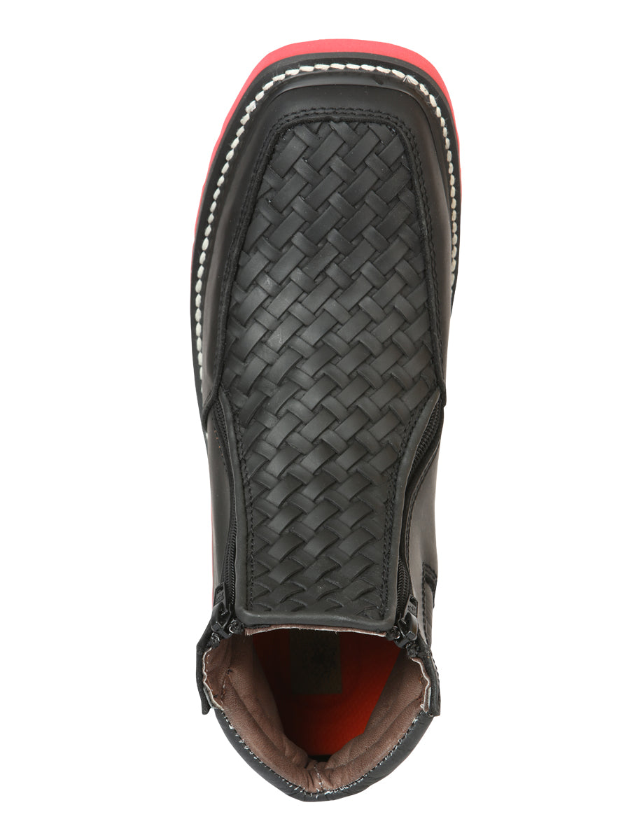 El General Men’s Ankle Boots with Zipper Woven Petatillo - Black
 
 45358