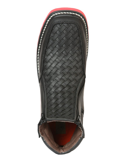El General Men’s Ankle Boots with Zipper Woven Petatillo - Black
 
 45358