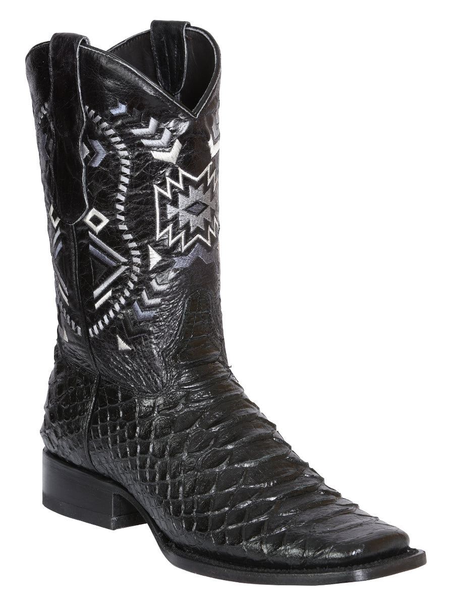 El General Men’s Black Python Imitation Rodeo Boots 45398