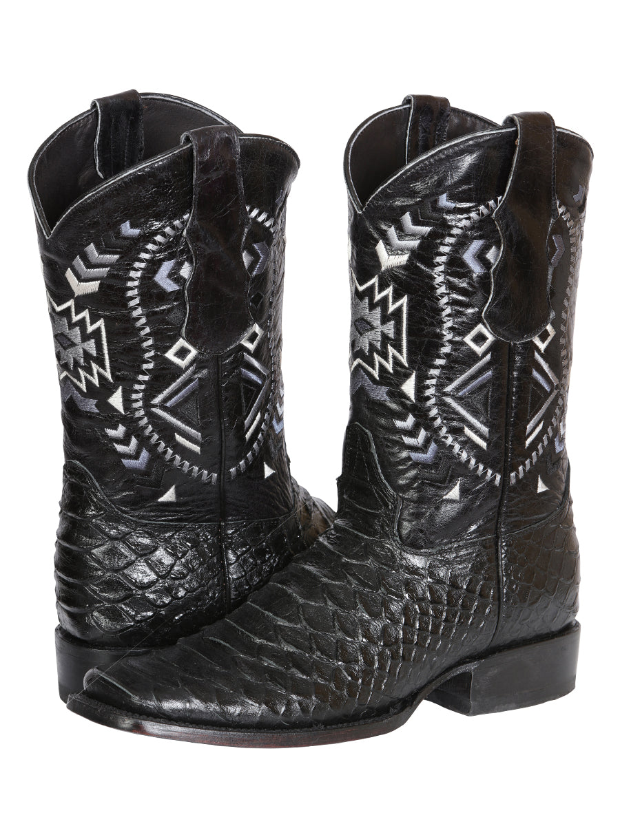 El General Men’s Black Python Imitation Rodeo Boots 45398