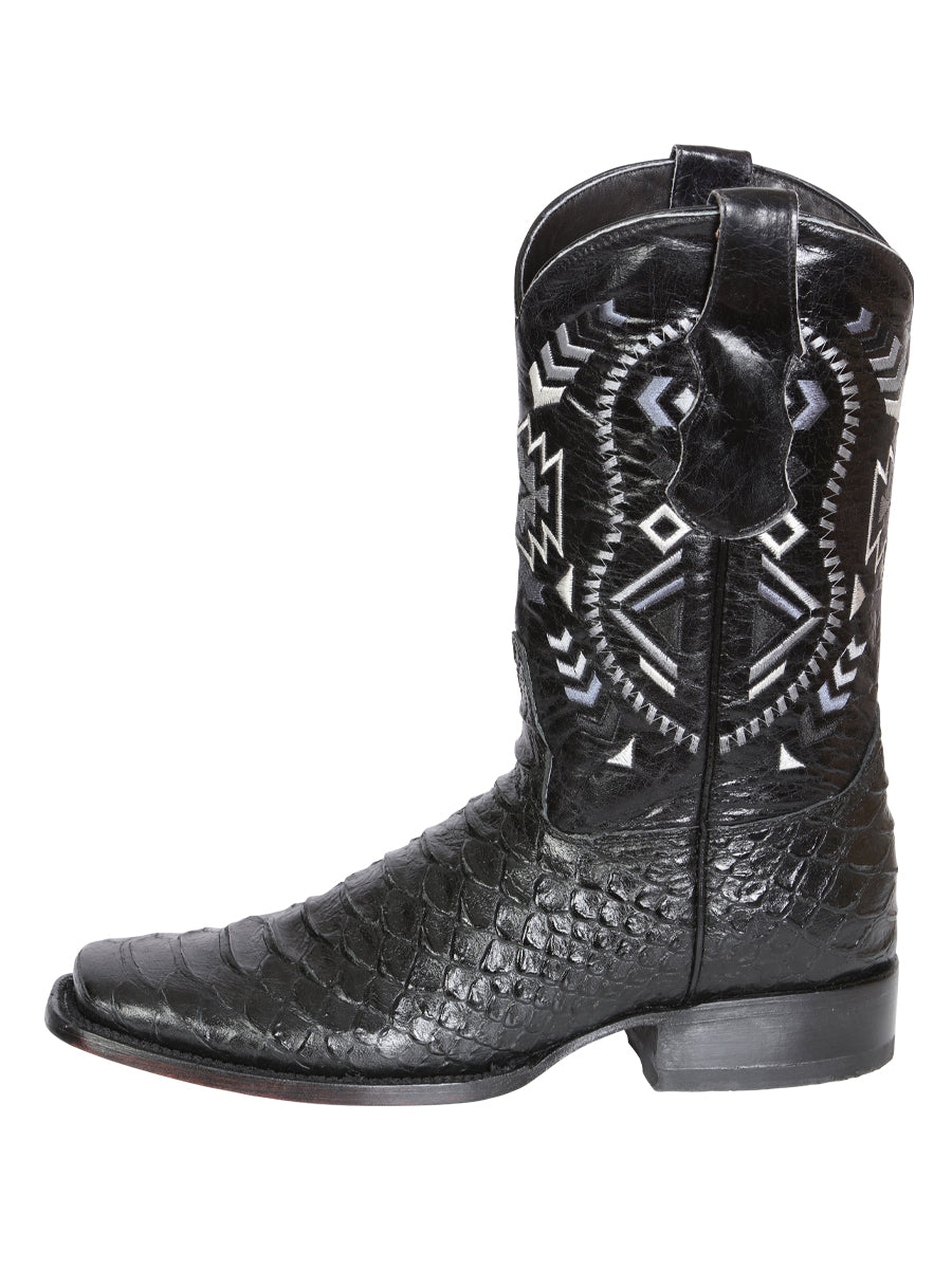 El General Men’s Black Python Imitation Rodeo Boots 45398