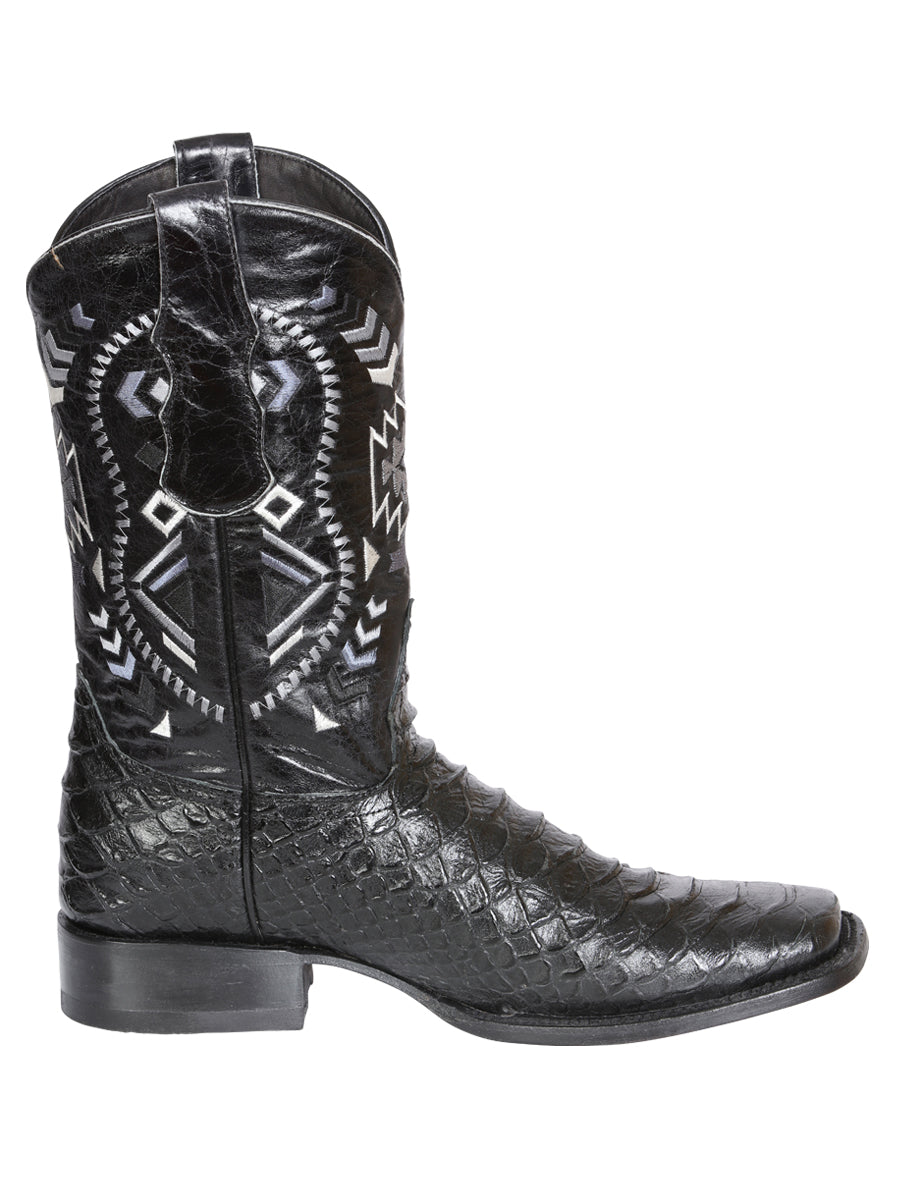 El General Men’s Black Python Imitation Rodeo Boots 45398