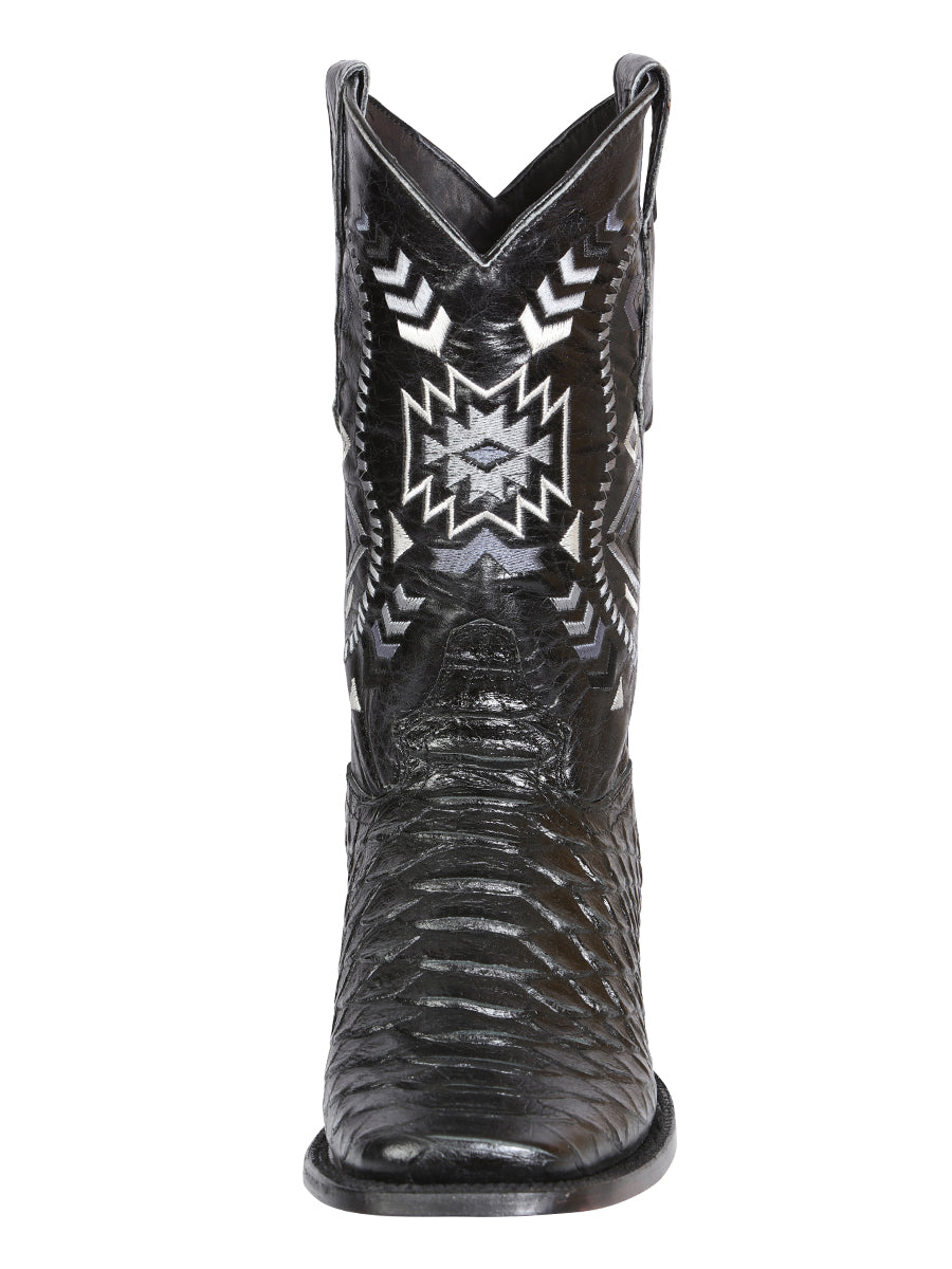 El General Men’s Black Python Imitation Rodeo Boots 45398