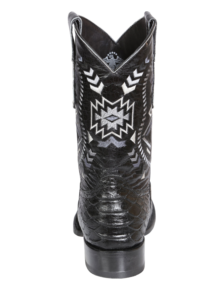 El General Men’s Black Python Imitation Rodeo Boots 45398