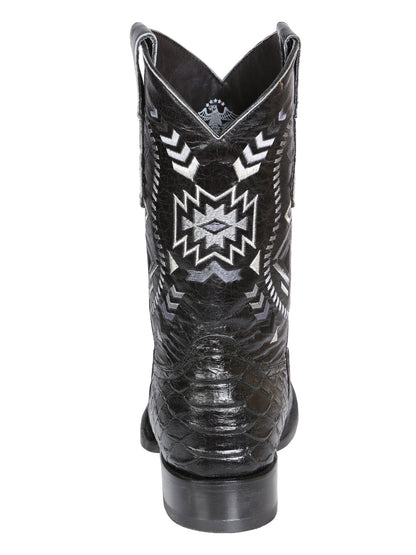 El General Men’s Black Python Imitation Rodeo Boots 45398