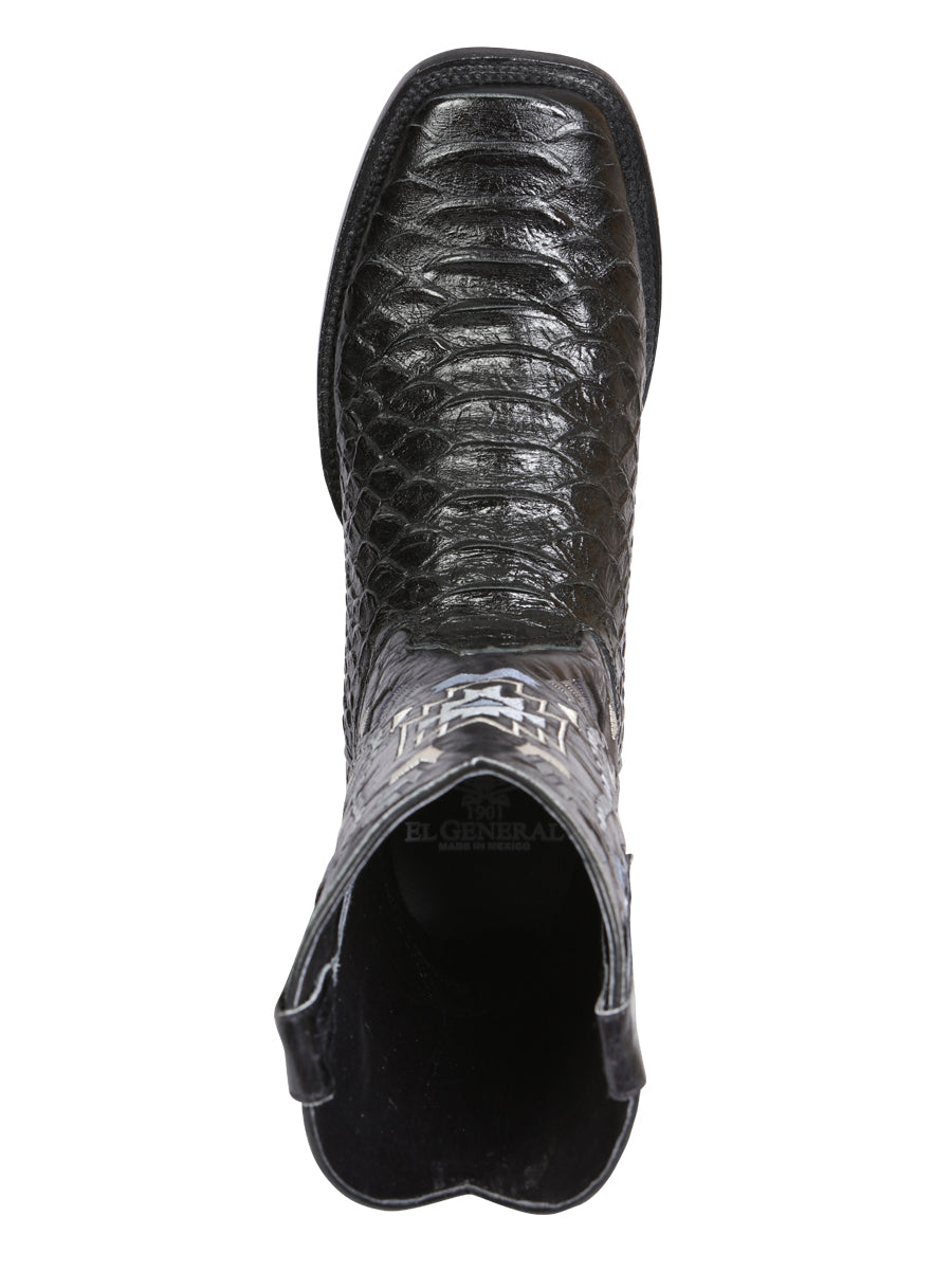 El General Men’s Black Python Imitation Rodeo Boots 45398