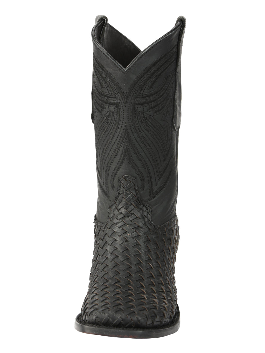 El General Men’s Leather Rodeo Boots Petatillo - Black 45400