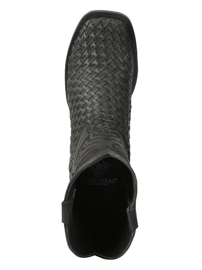El General Men’s Leather Rodeo Boots Petatillo - Black 45400